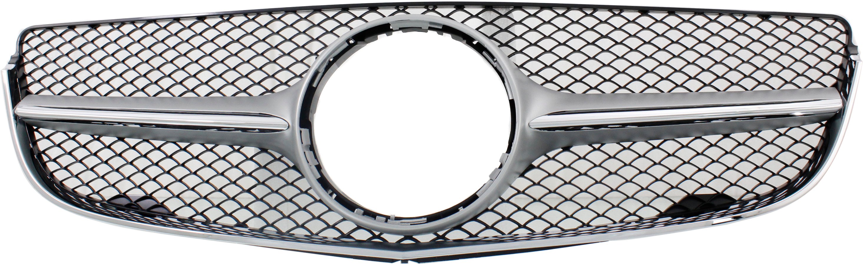 Grille for Mercedes-Benz E-Class 2014-2017, Coupe, Shiny Black Shell and Insert without Camera Hole, Replacement