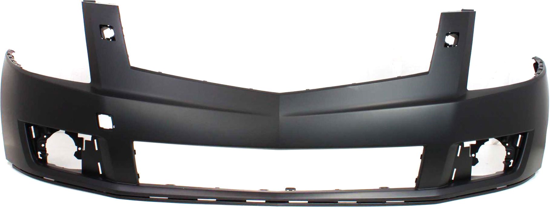 Front Bumper Cover for Cadillac SRX 2010-2012, Upper, Primed (Ready to Paint), with Headlight Holes, without Parking Assist Sensor Holes, Replacement (CAPA Certified)