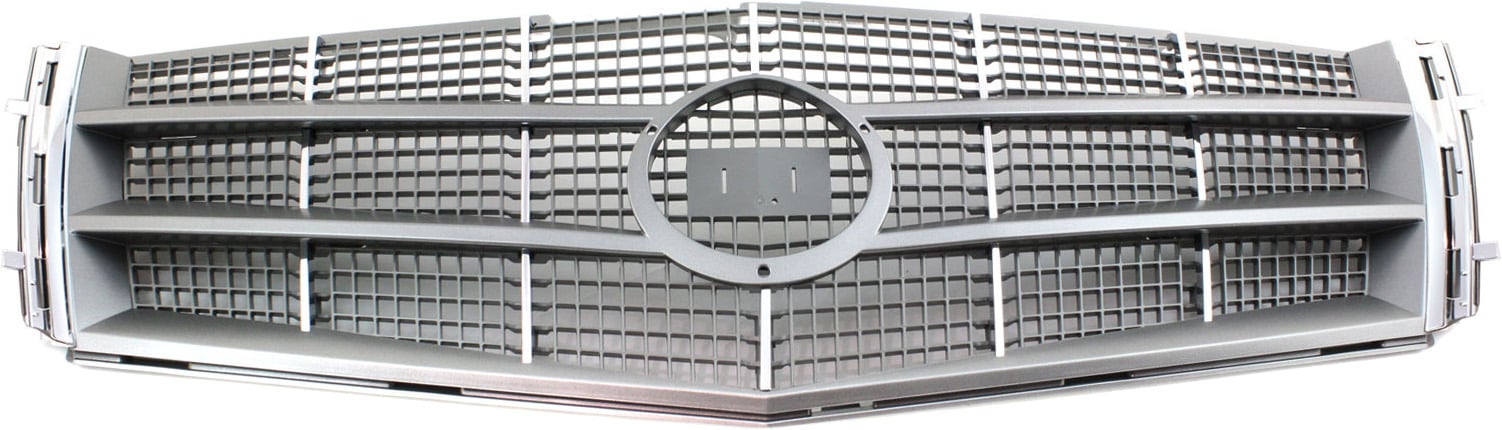 CTS 08-11 Grille for Cadillac, ABS Plastic with Chrome Shell and Painted Silver Gray Insert, Excludes V Model, Replacement