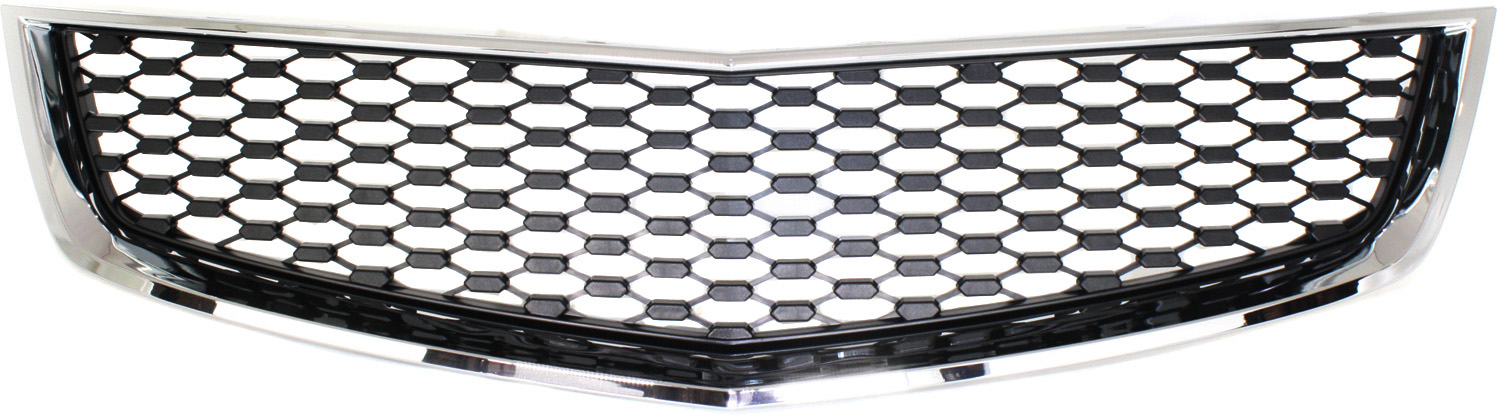 Front Bumper Grille for Chevrolet Equinox 2010-2015, Chrome Shell with Painted Black Insert, Replacement (CAPA Certified)