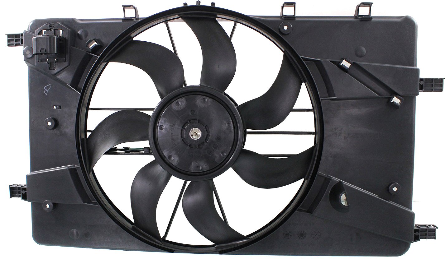 Radiator Fan Shroud Assembly for Chevrolet Cruze 2011-2016/Buick Verano 2012-2017, Single Fan, Includes Resistor, Replacement