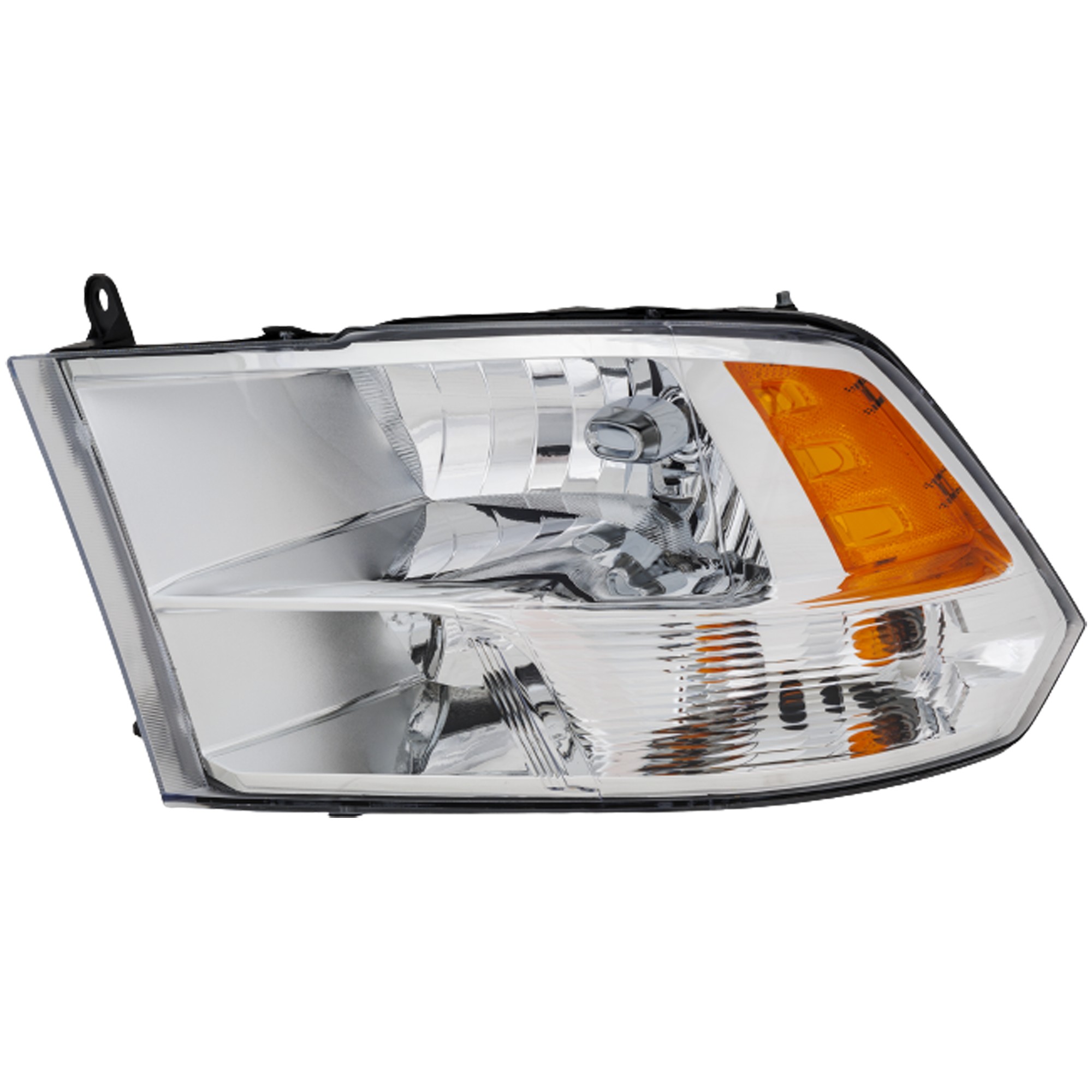 Headlight Assembly for Dodge RAM Full Size Pickup 2009-2012, Left (Driver), Halogen, with Quad Lights, Code LME, Replacement (CAPA Certified)
