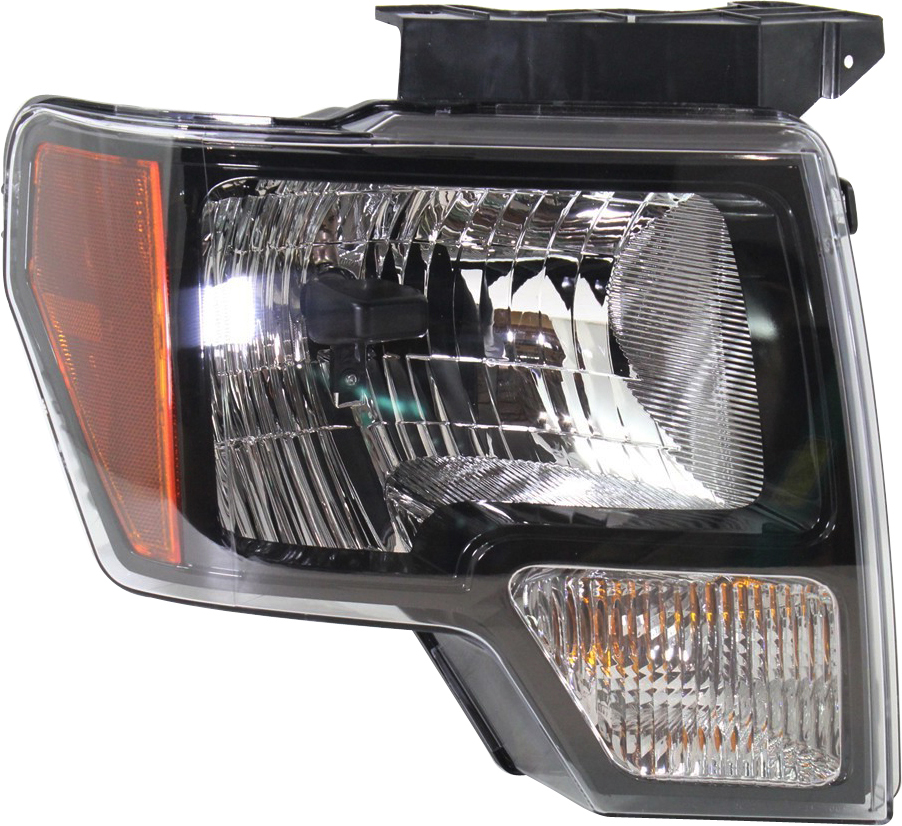 Headlight Assembly for Ford F-150 2010-2014, Right (Passenger) Side, Halogen Light with Black Trim, Replacement (CAPA Certified)