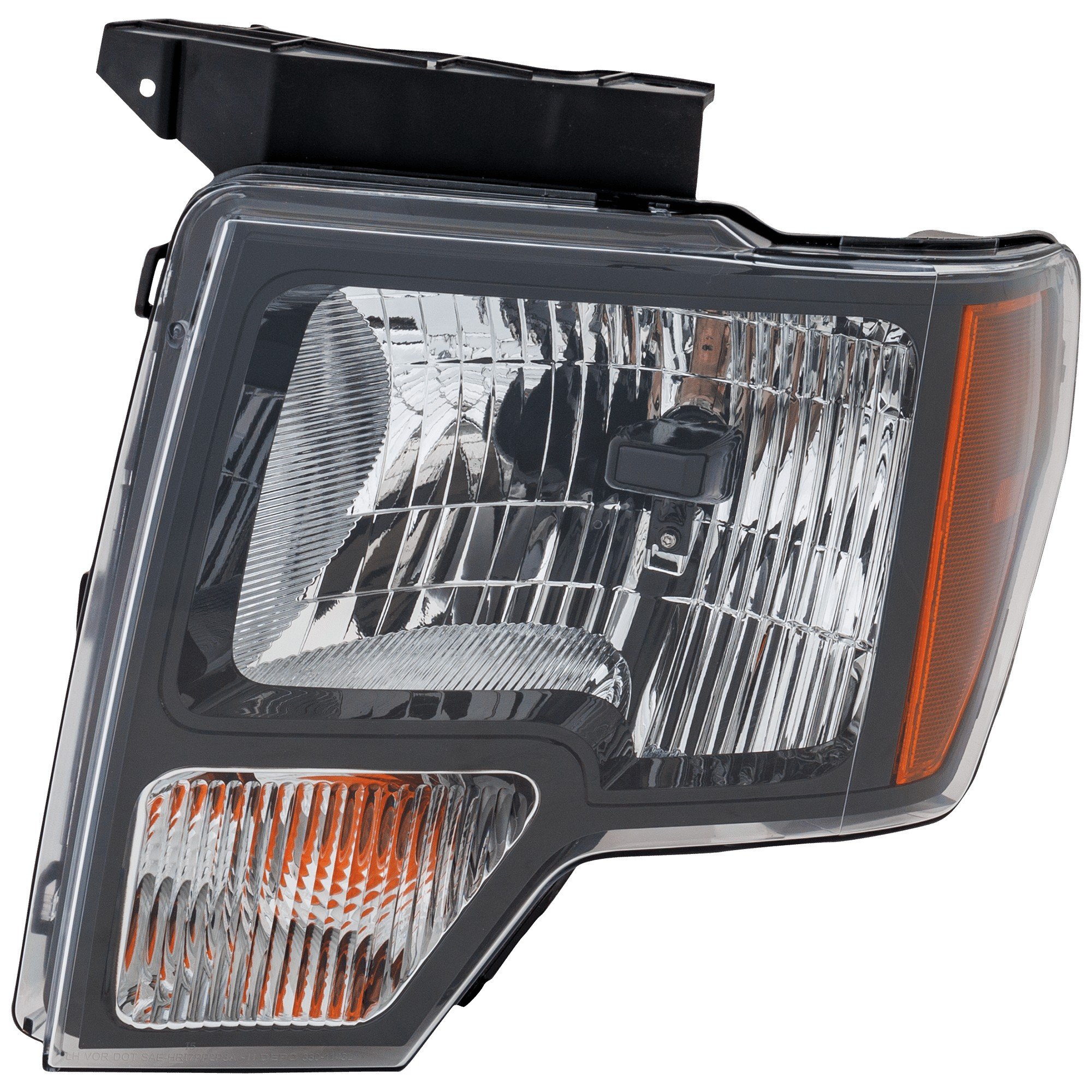 Headlight Assembly for Ford F-150 2010-2014, Left (Driver) Side, Halogen Light with Black Trim, Replacement