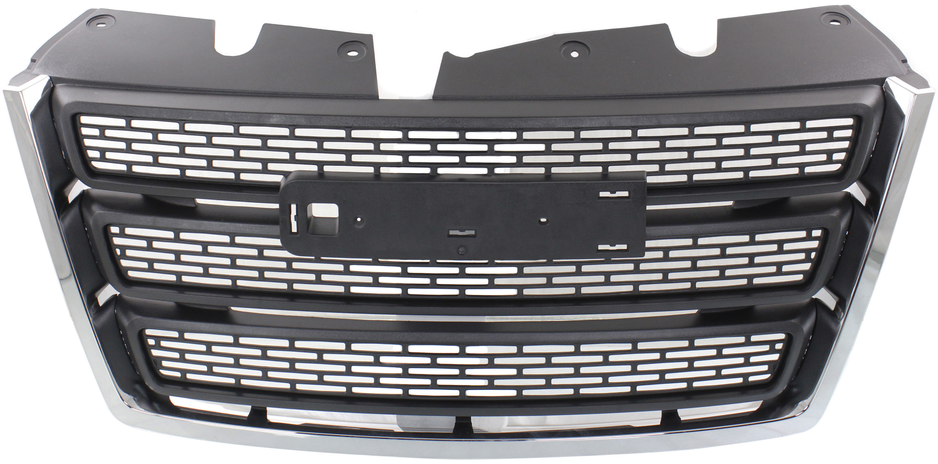 Black Shell and Insert Grille for 2010-2015 GMC Terrain without Chrome Package, Excluding Denali Model, Replacement
