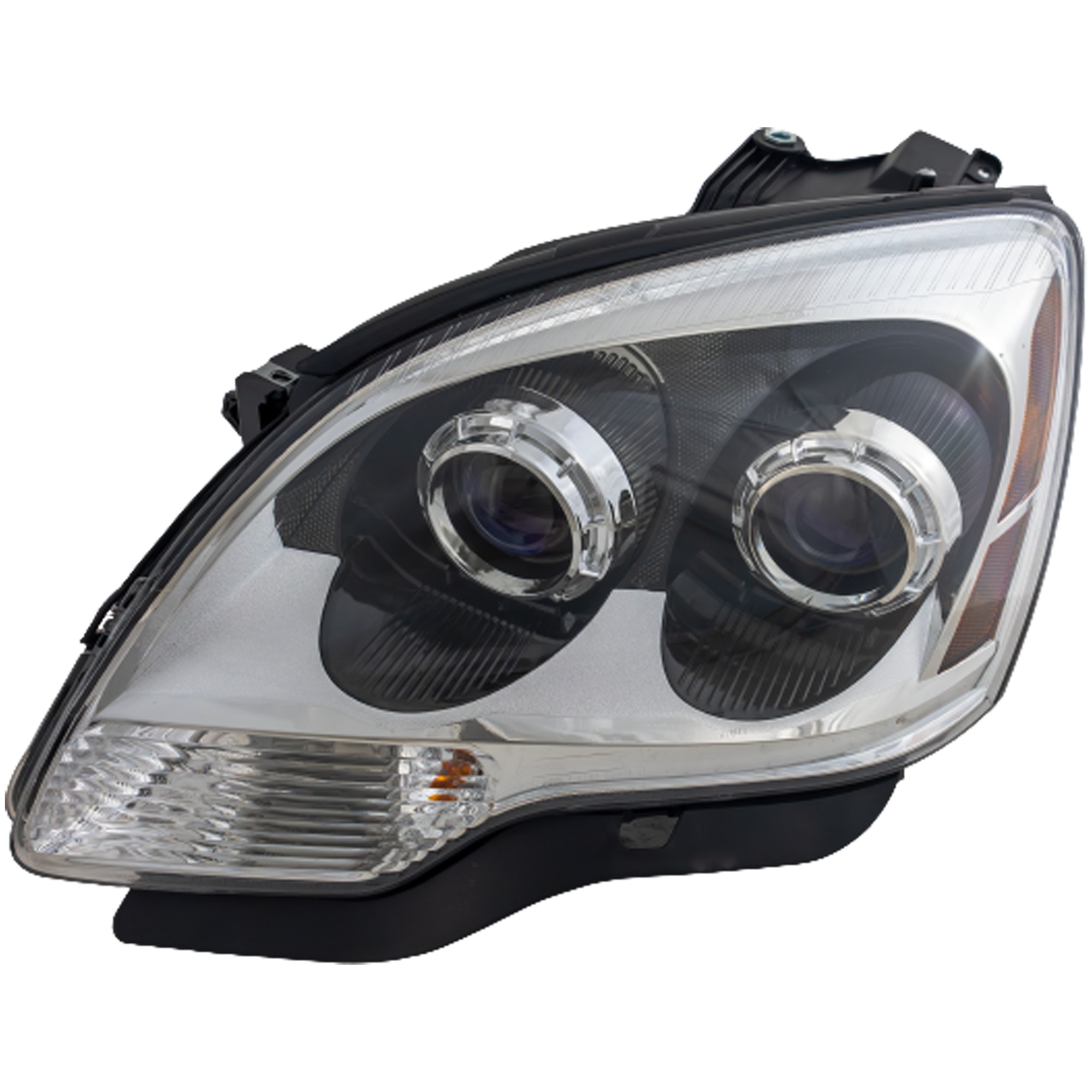 Headlight Assembly for GMC Acadia 2007-2008, Left (Driver), 1st Design, Halogen, Blue Projector Lens, Replacement