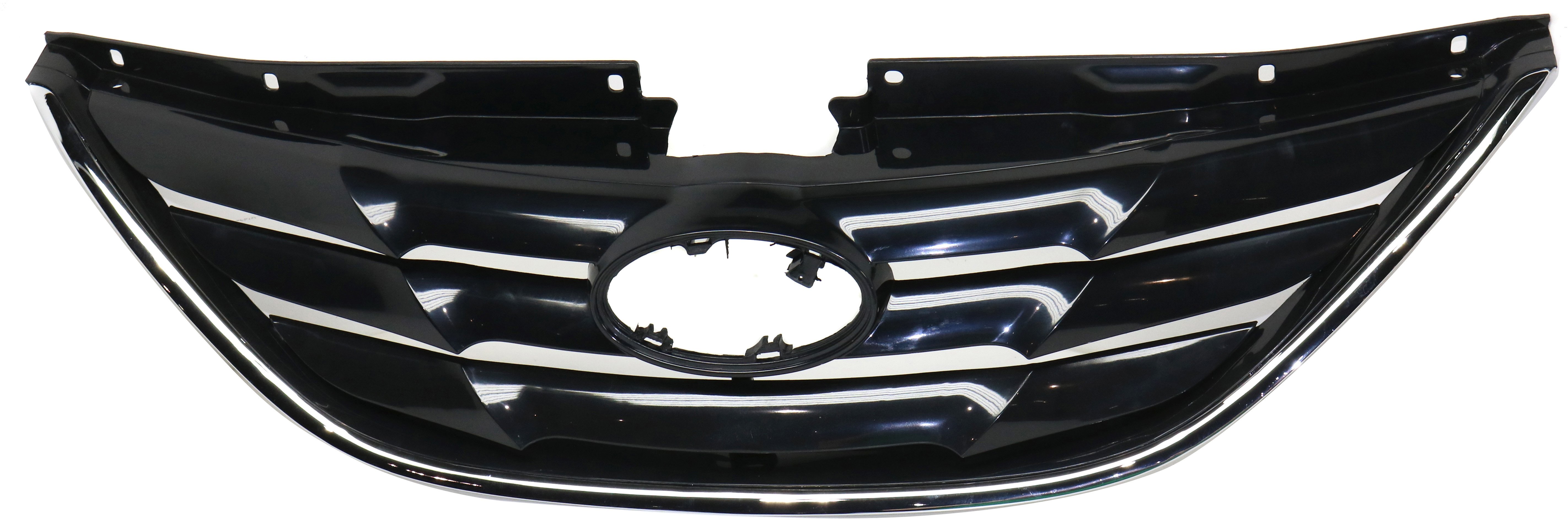 Grille for Hyundai Sonata 2011-2014, Paint to Match Shell and Insert, with Chrome Molding, Type 1, Excludes Hybrid Model, Replacement