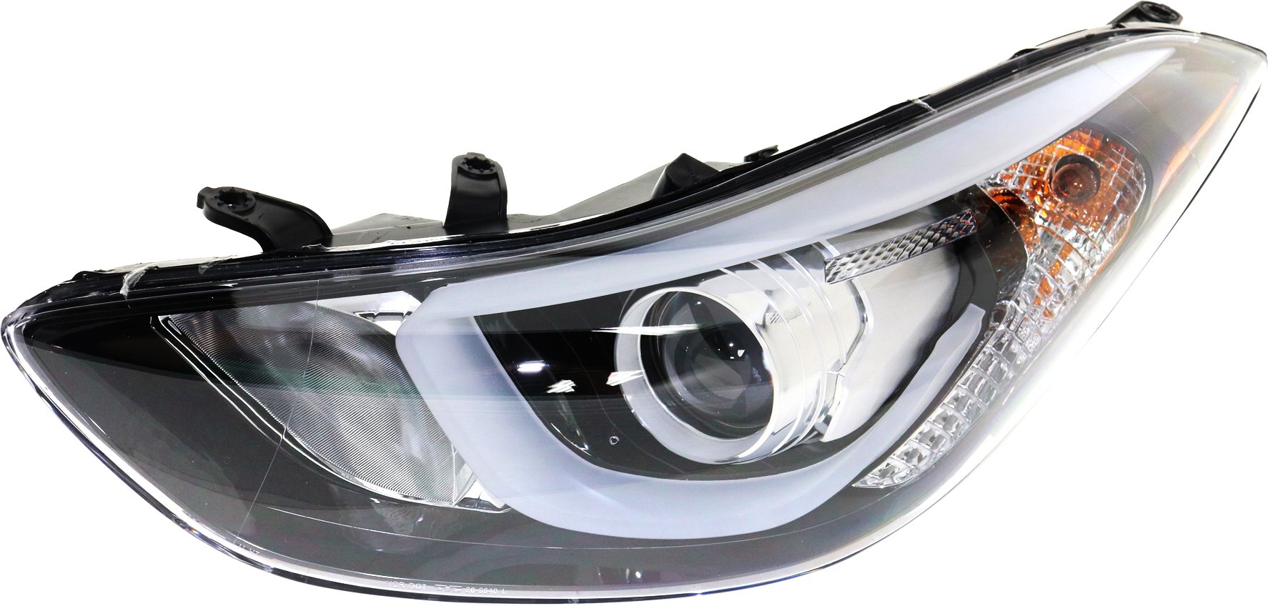 Headlight Assembly for Hyundai Elantra 2014-2016, Left (Driver), Halogen, with LED Position Light, Sedan, USA Built Vehicle, Replacement