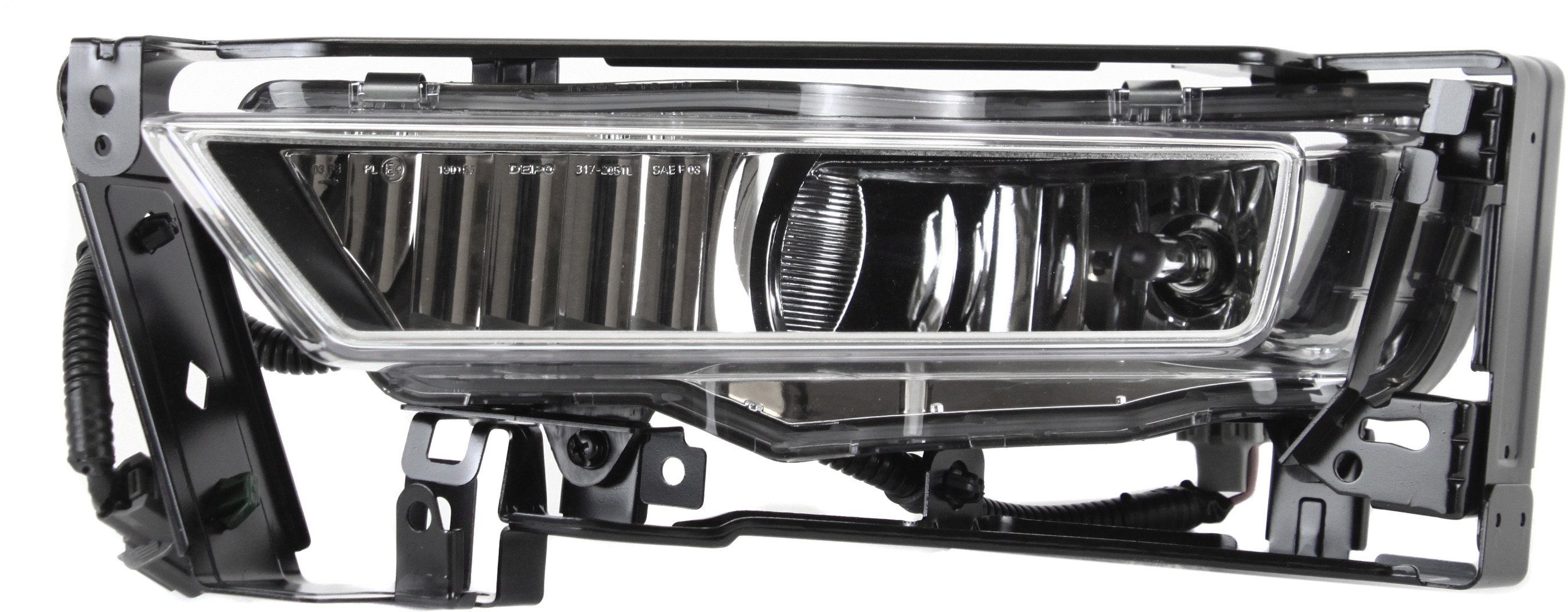 Front Fog Light Assembly for 2013-2015 Honda Accord Sedan, Left (Driver), with Chrome Bezel Border, Excluding Hybrid Model, Replacement (CAPA Certified)