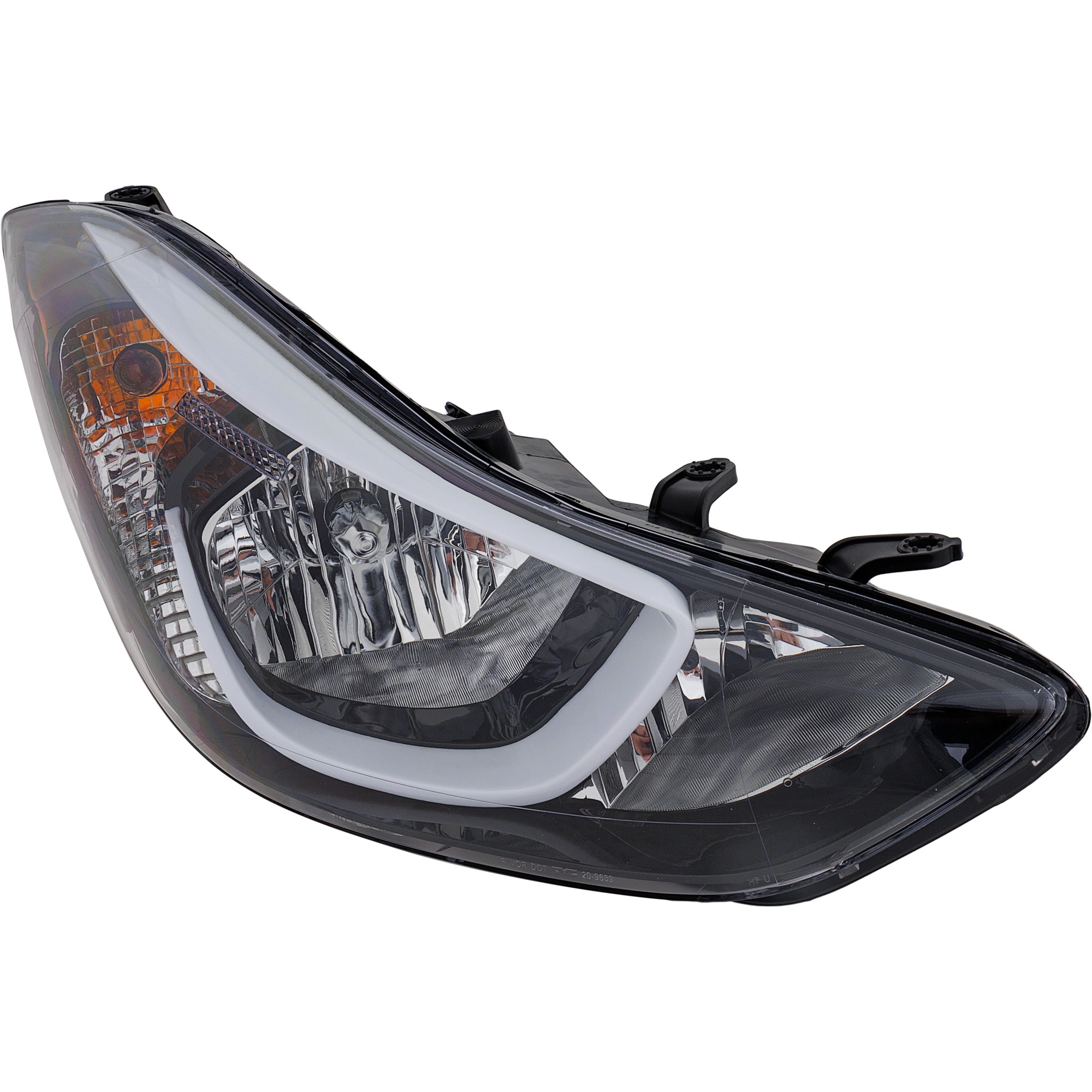 Headlight Assembly for Hyundai Elantra Sedan 2014-2016, Right (Passenger), Halogen, without LED Position Light, USA Built Vehicle, Replacement