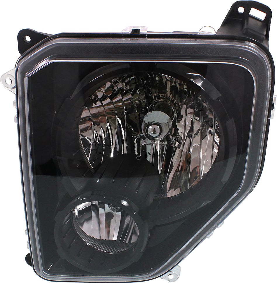 Headlight Assembly for Jeep Liberty 2010-2012, Left (Driver), Halogen Light, Black Interior, Replacement