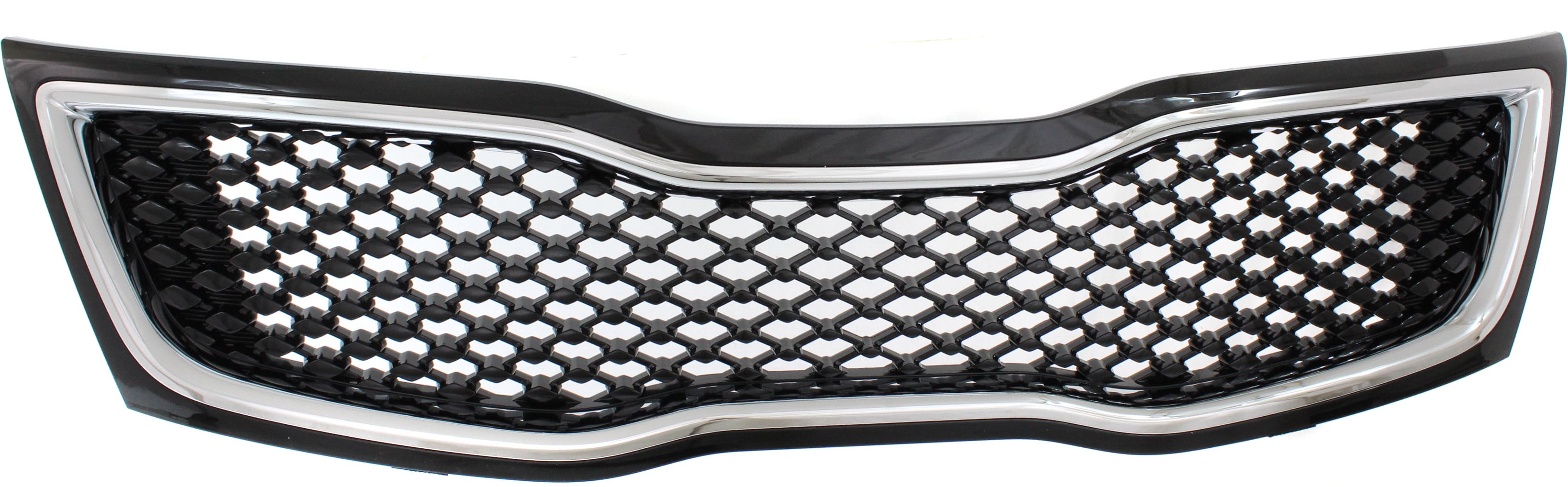 Grille for 2014-2015 Kia Optima, Black Shell and Insert with Chrome Molding, Excluding LX/Hybrid Models, Made for USA Built Vehicle, Replacement