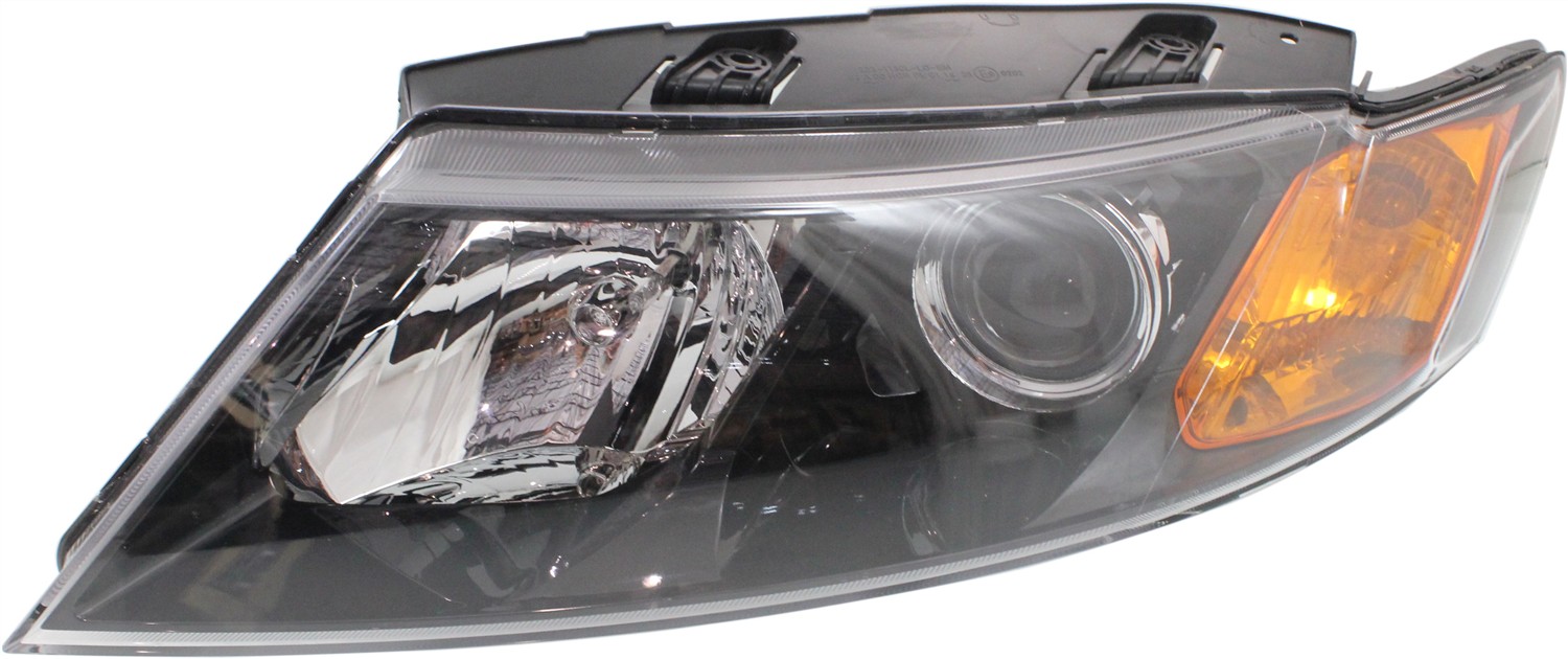 Headlight Assembly for Kia Optima 2009-2010, Left (Driver) Side, Halogen, Black Interior, New Body Style, Replacement