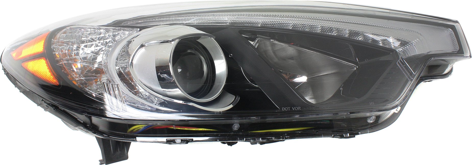Headlight Assembly for Kia Forte/Forte Koup/Forte5 2014-2015, Right (Passenger), Halogen, with LED Position Light, Up to 10-17-2014, Replacement