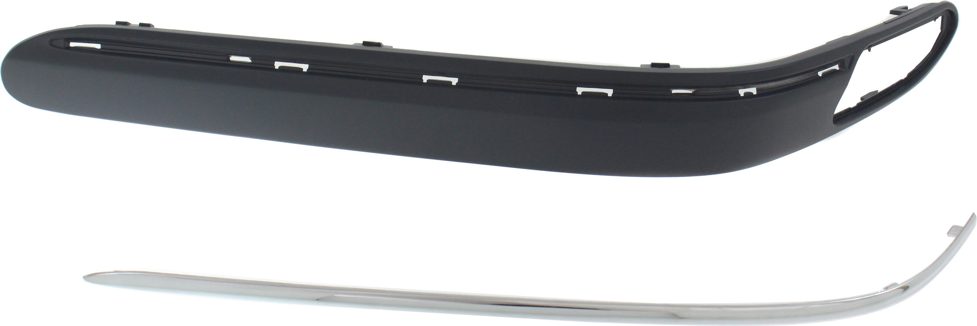 Front Bumper Molding for Mercedes-Benz C-Class Sedan 2001-2007, Left (Driver), Primed (Ready to Paint), without Parktronic, with Avantgarde and Elegance Package, Replacement