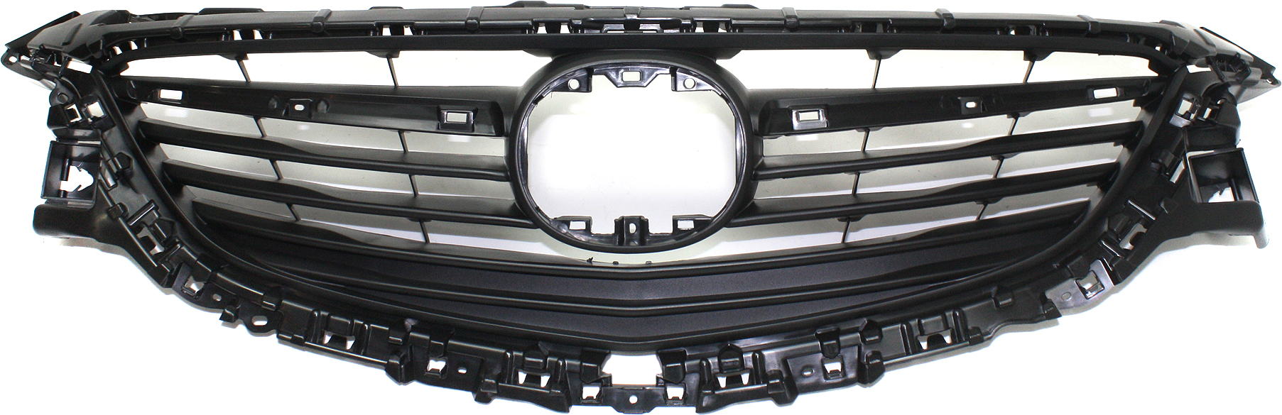 Textured Dark Gray Shell and Insert Grille for 2014-2017 Mazda 6, without LED Light Holes, Replacement