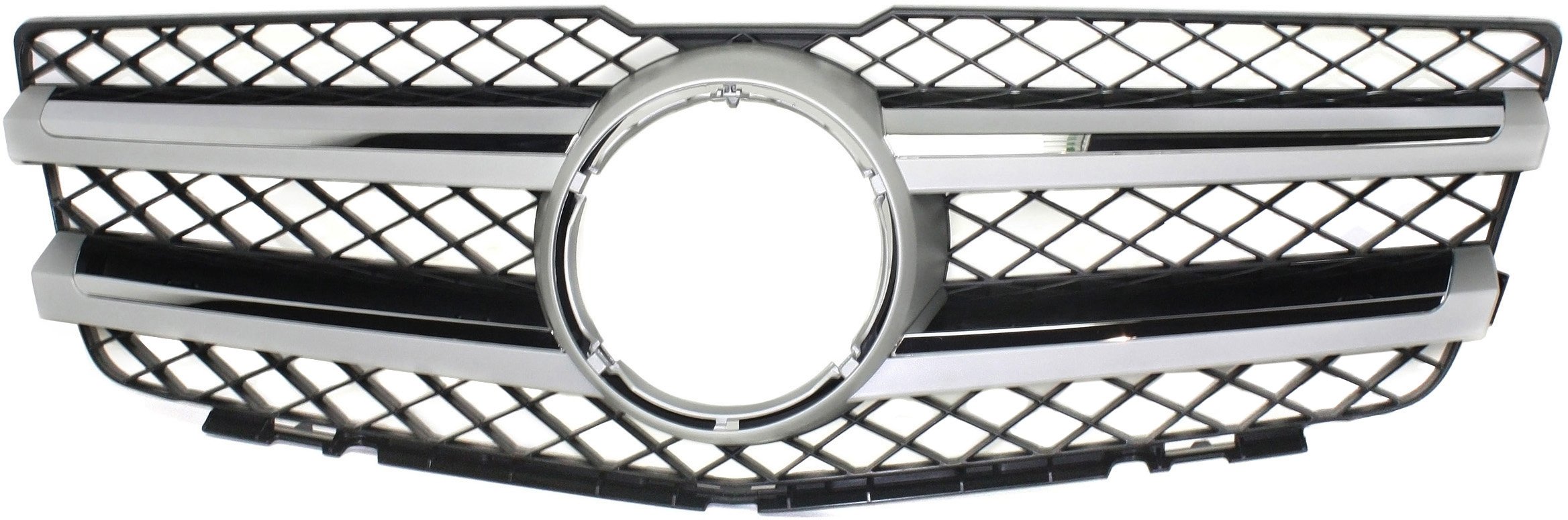 Grille for GLK250/GLK350 Mercedes-Benz 2010-2015, Black Shell and Insert with Chrome Molding, without Logo, with Aluminum Trim, Replacement