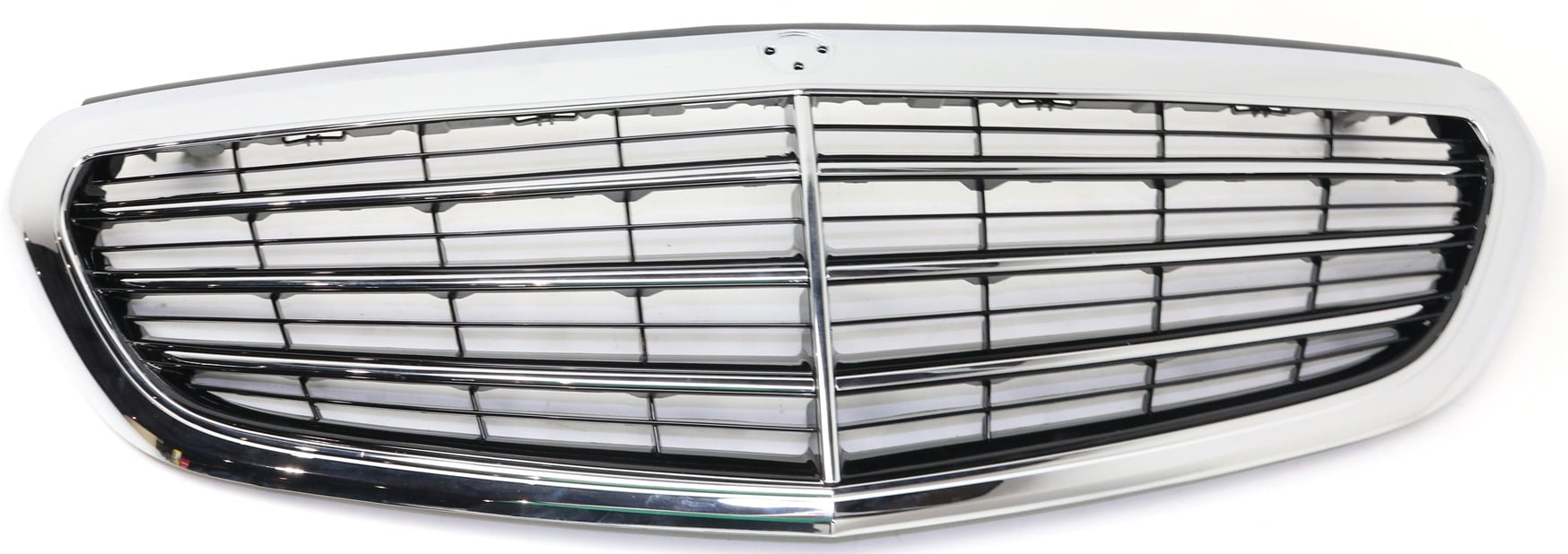 Chrome Shell and Insert Grille for Mercedes-Benz E350 2014-2016 Elegance Package, without AMG Styling Package/Distronic Cruise Control/Camera Hole, Wagon, Replacement