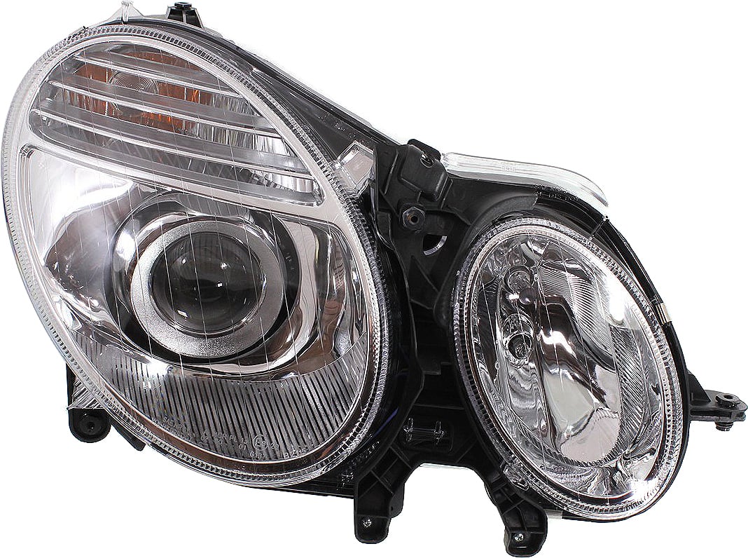 Headlight for Mercedes-Benz E-Class 2003-2009, Right (Passenger) Side, Lens and Housing, High-Intensity Discharge/Xenon, Without HID Kit, Without Curve Lighting System, Replacement