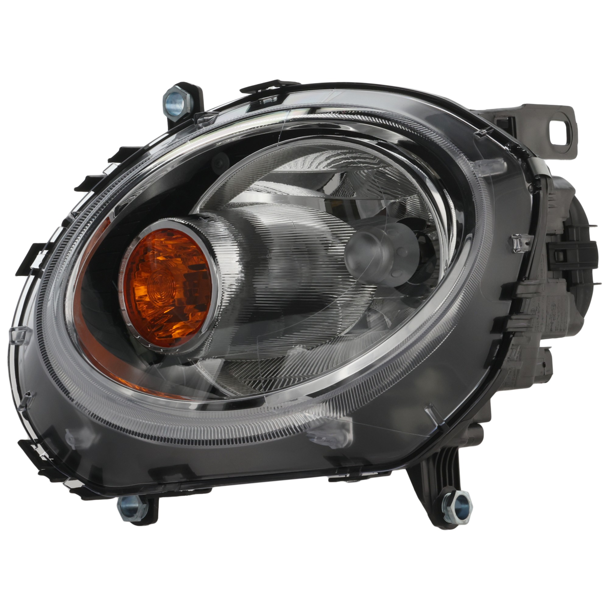 COOPER Headlight Assembly for 2007-2015, Right (Passenger), Halogen, with Yellow Turn Signal, for Hatchback 2007-2013/Convertible/Wagon 2009-2015, Replacement