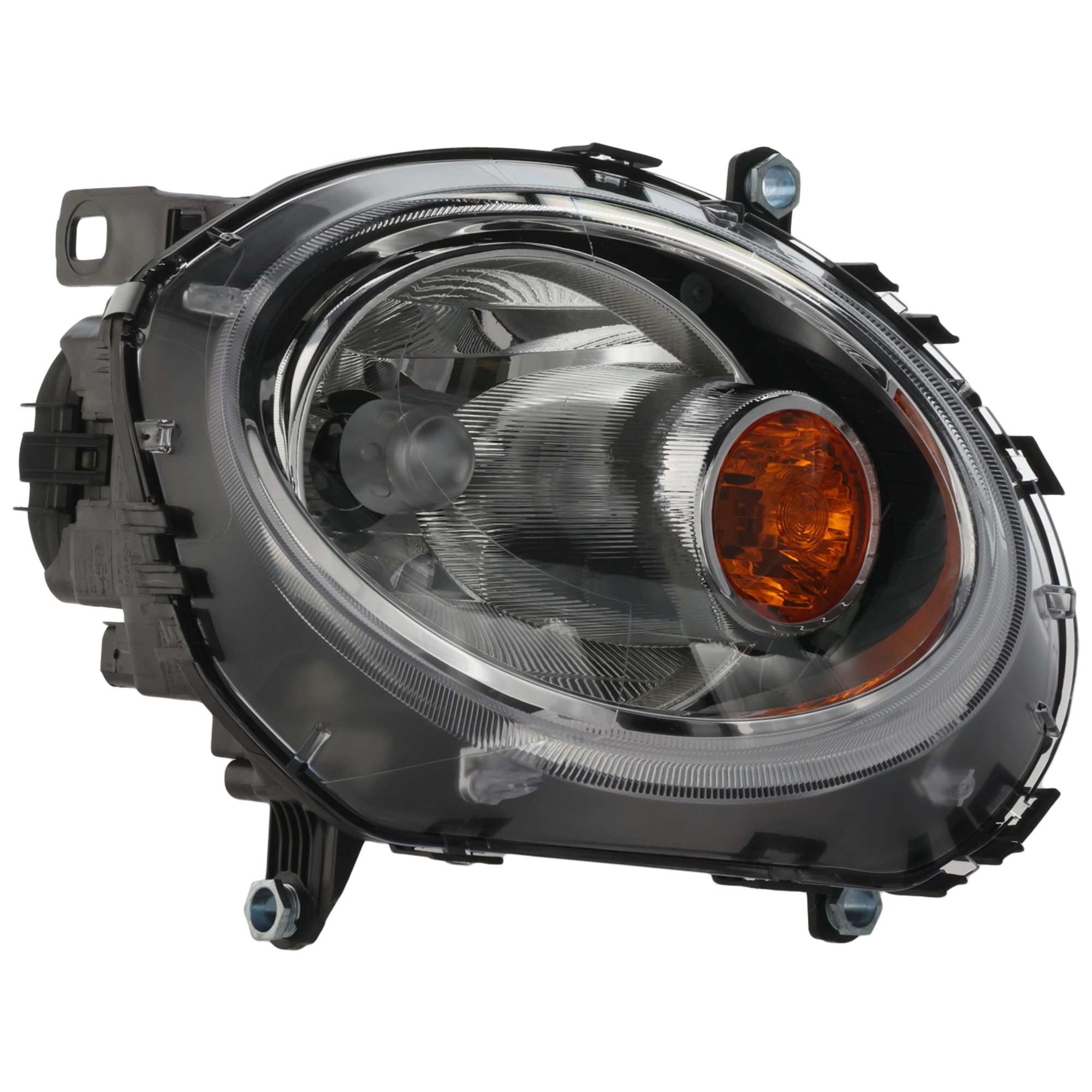 COOPER Headlight Assembly for 2007-2015, Left (Driver), Halogen, with Yellow Turn Signal, (2007-2013, Hatchback/2009-2015, Convertible/Wagon), Replacement