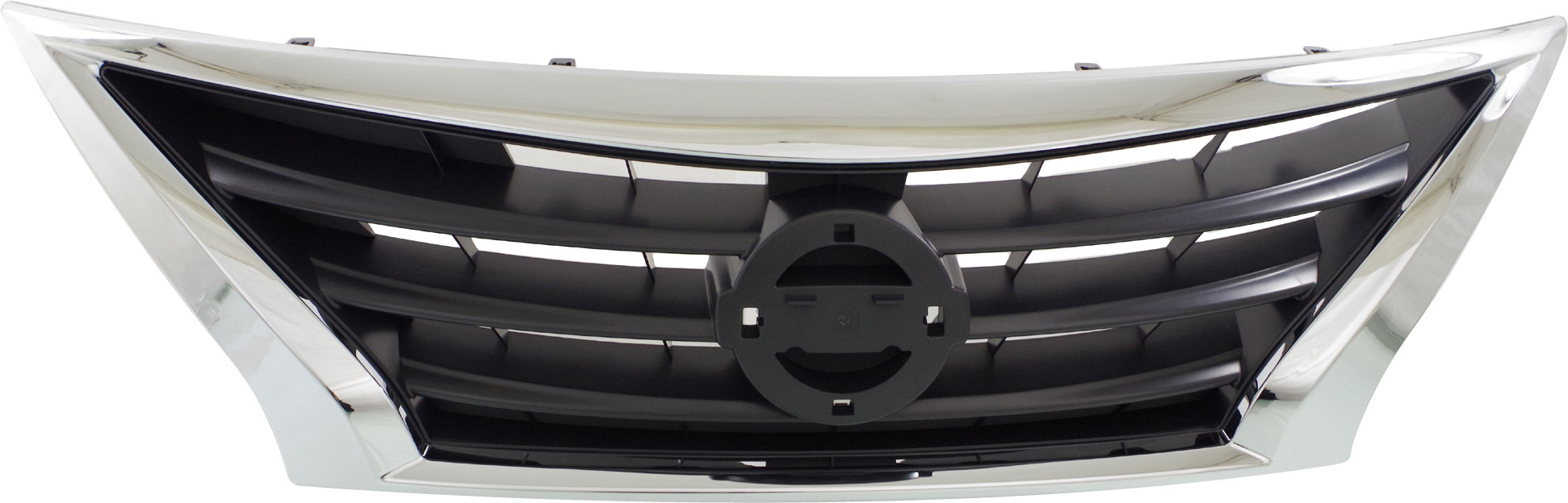 Grille for Nissan Versa 2015-2019, Chrome Shell with Painted Black Insert, Replacement