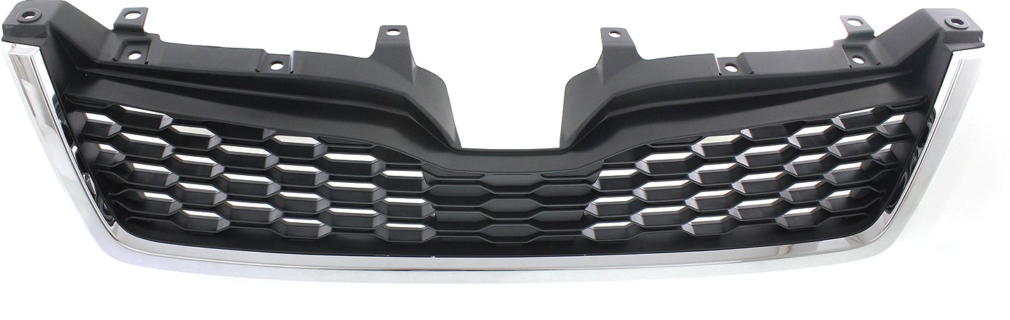 Radiator Grille for Subaru Forester 2014-2016, Textured Dark Gray Shell and Insert with Chrome Moulding, 2.0L Turbo Engine, Replacement (CAPA Certified)