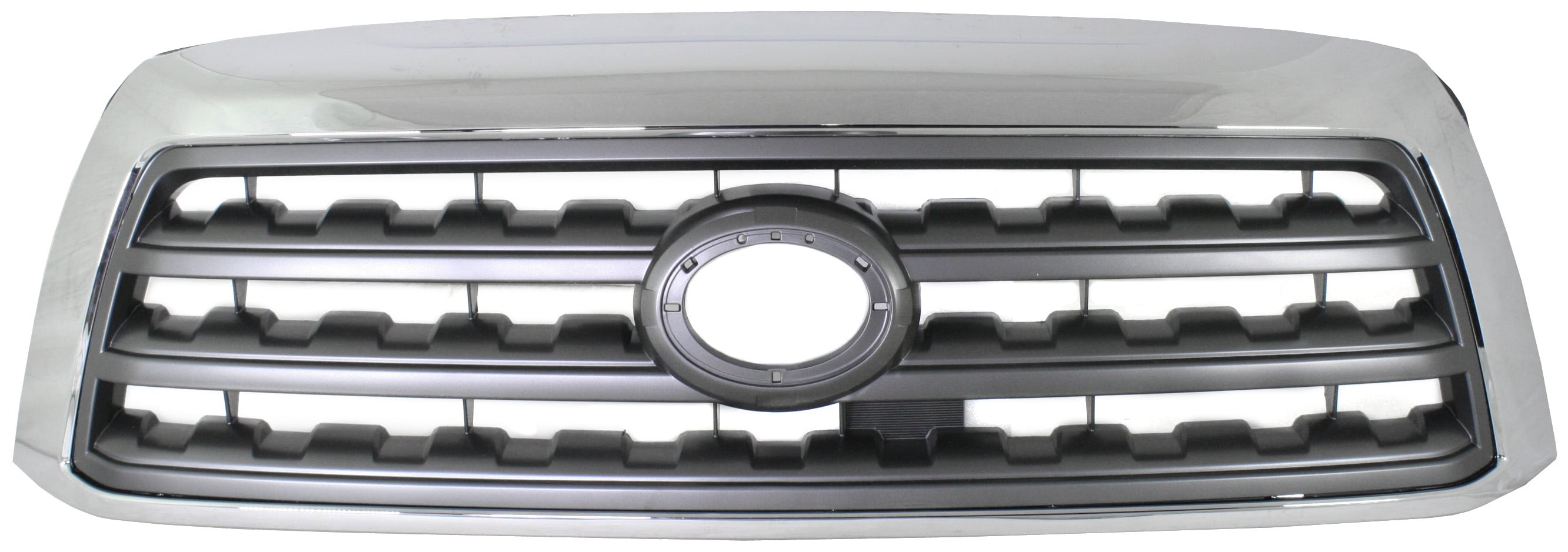 Chrome Shell Grille with Gray Insert for 2008-2017 Toyota Sequoia, Without Sport Package, SR5 Model, Replacement