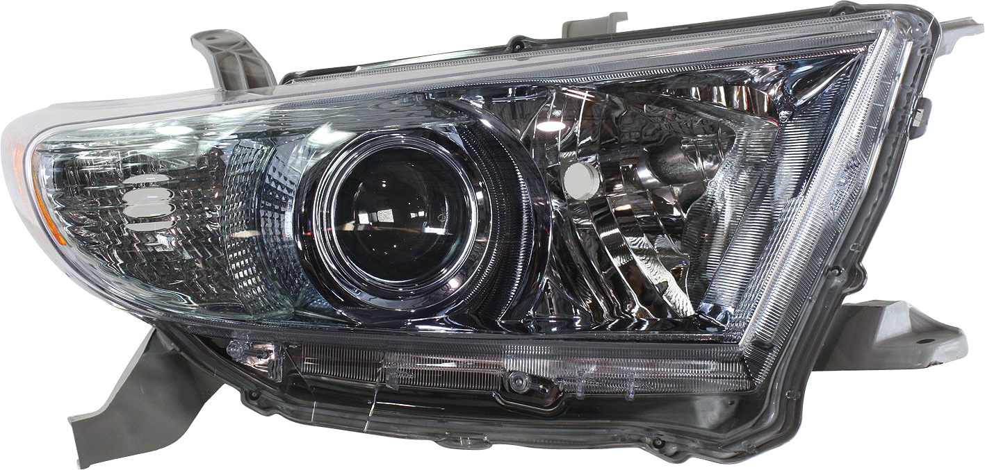 Headlight for Toyota Highlander 2011-2013, Right (Passenger), Lens and Housing, Hybrid Models, Replacement