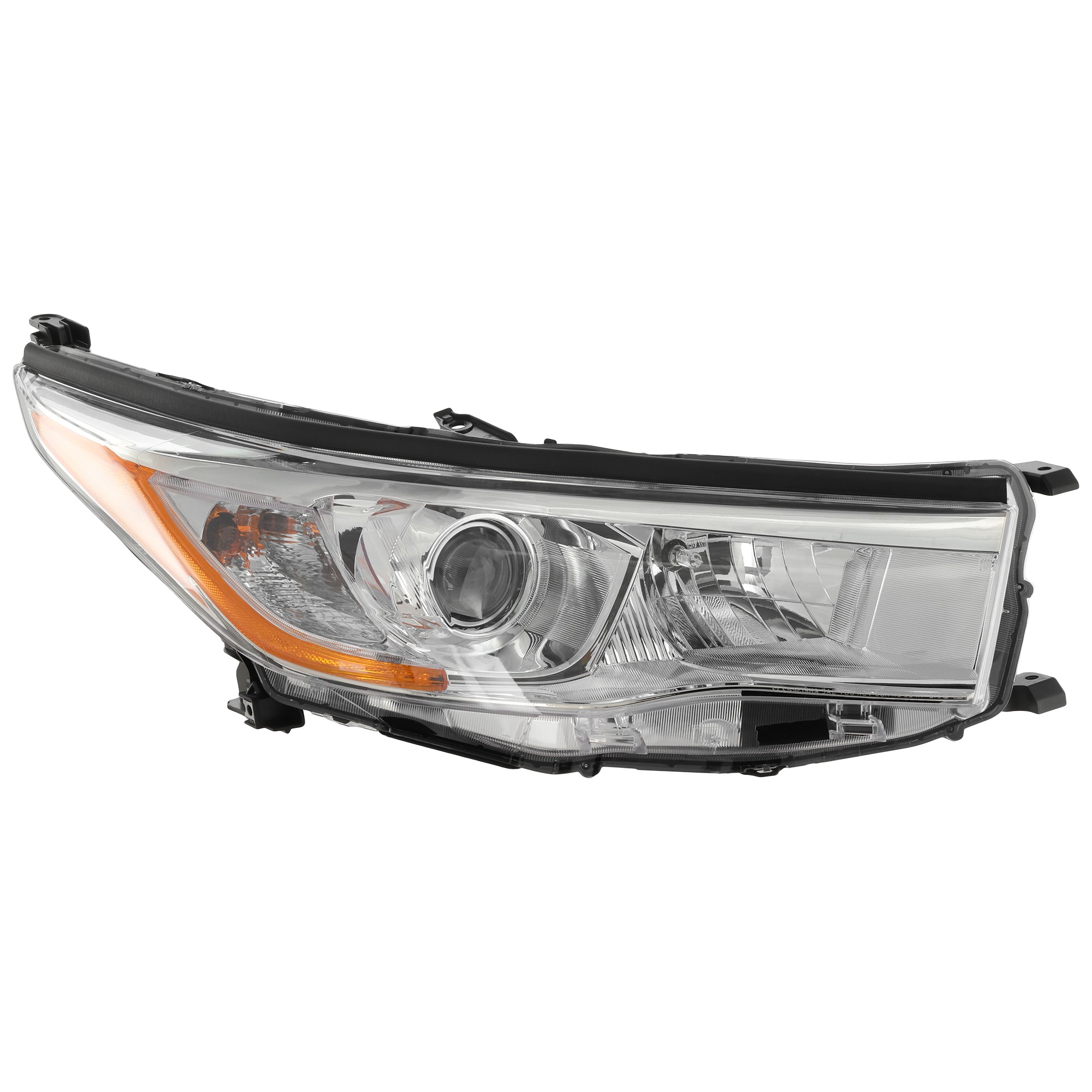 Headlight Assembly for Toyota Highlander 2014-2016, Right (Passenger), Halogen, Without Smoked Chrome Accent, Replacement