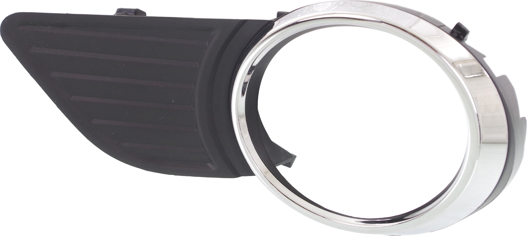 Front Fog Light Molding for Toyota Sienna 2011-2017, Left (Driver) Side, Black with Chrome Trim, With Park Distance Control Sensor Holes, Replacement