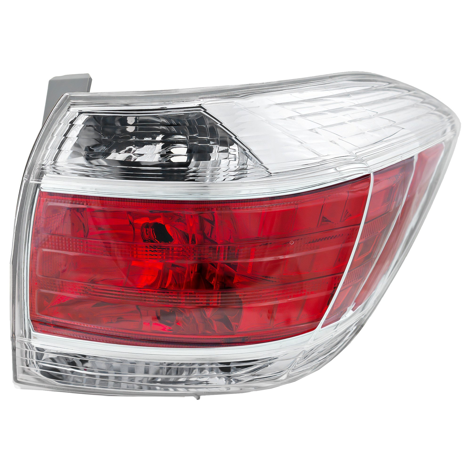 Tail Light for Toyota Highlander 2011-2013 Right (Passenger), Clear and Red Lens, Hybrid Model, Lens and Housing, Replacement