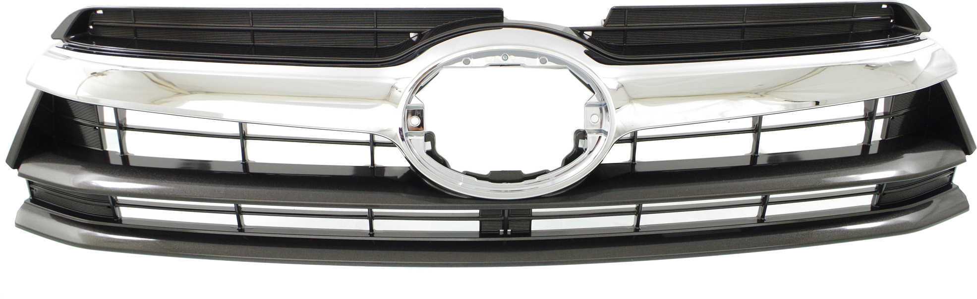 Grille for Toyota Highlander 2014-2016, Gray Shell and Insert with Chrome Molding, Replacement