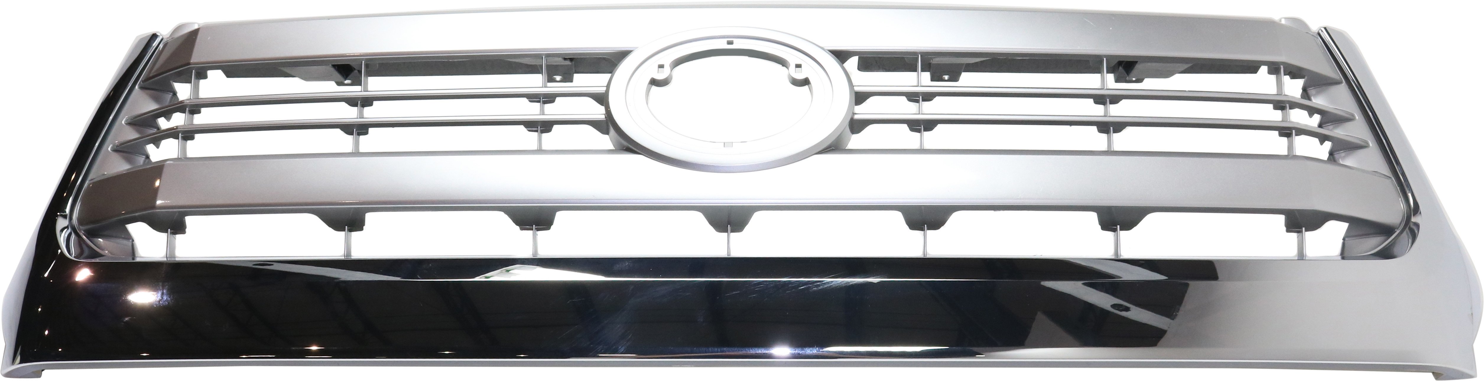 Grille for Toyota Tundra 2014-2015, Painted Silver Shell with Gray Insert, featuring Chrome Molding and Front Emblem, 1794 Edition Model, Replacement