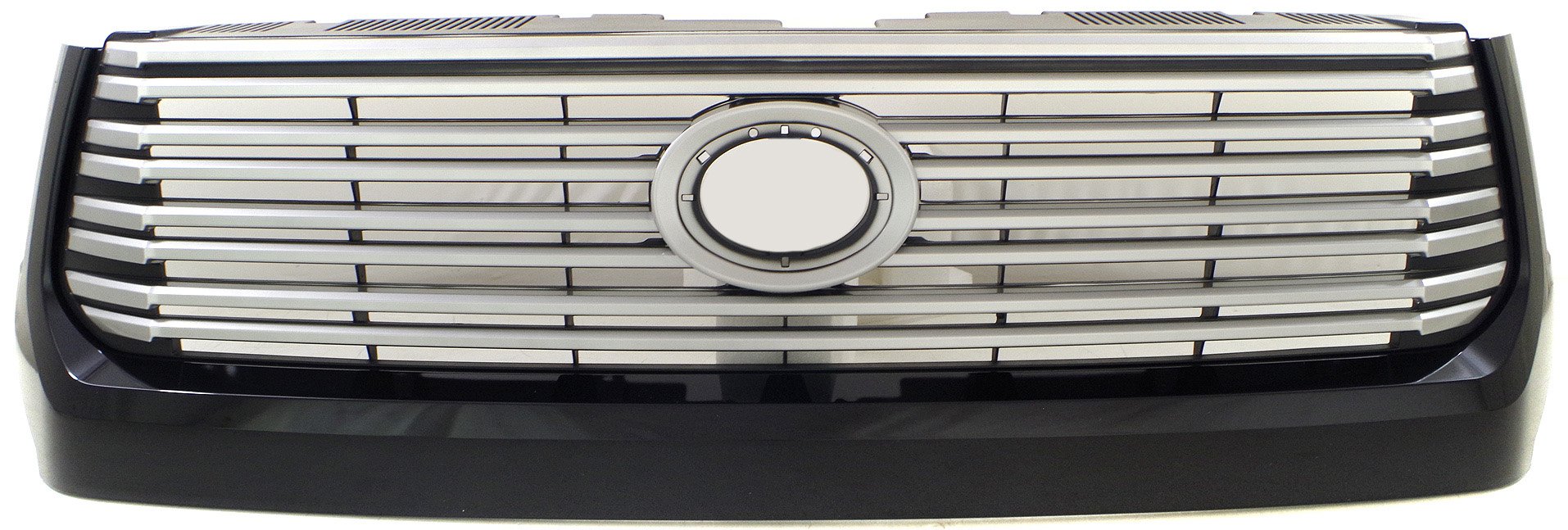 Grille for Toyota Tundra 2014-2017, Painted Silver Shell with Gray Insert, Black Molding, with Front Emblem, Platinum Model, Replacement