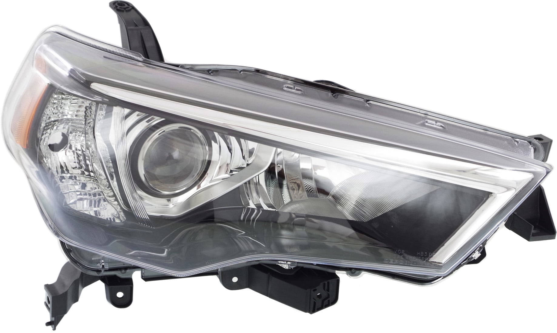 Headlight for Toyota 4Runner (2014-2020), Right (Passenger) Side, Lens and Housing, Halogen, Black Interior, Replacement