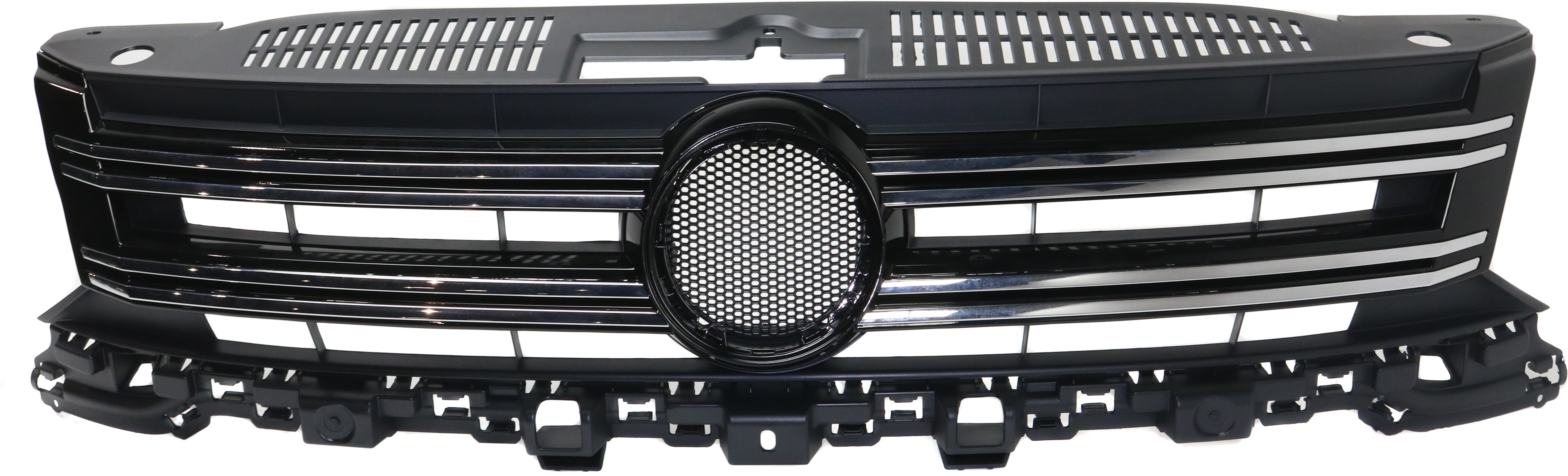 Grille for Volkswagen Tiguan 2012-2017, Tiguan Limited 2017-2018, Textured Black Shell and Insert with Chrome Molding, Replacement