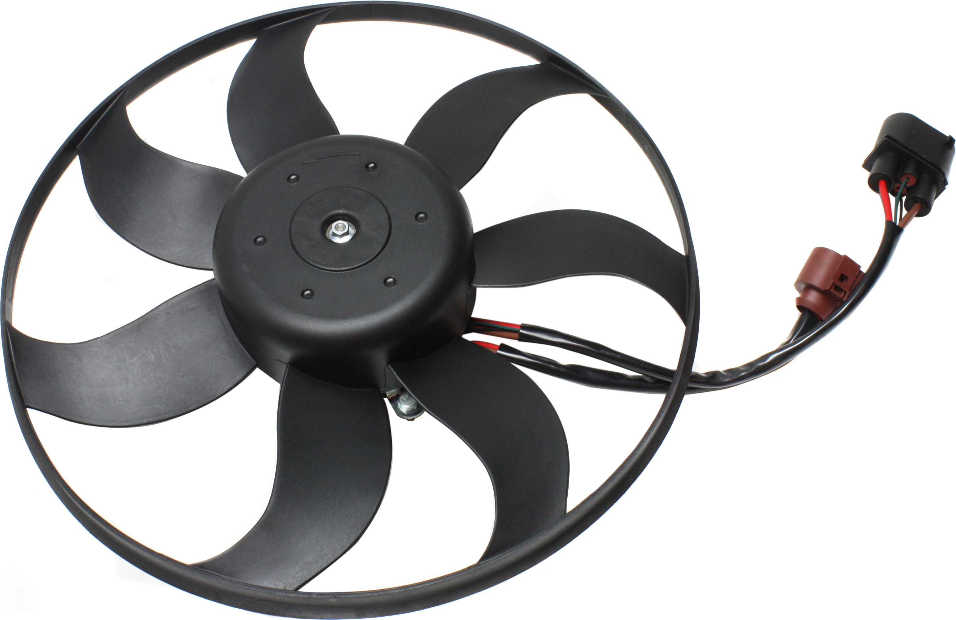 Auxiliary Fan Blade and Motor Assembly for Volkswagen Jetta 2005-2006 / 2009-2009, Left (Driver), 150W, 295mm Diameter, 2-Pin, Replacement