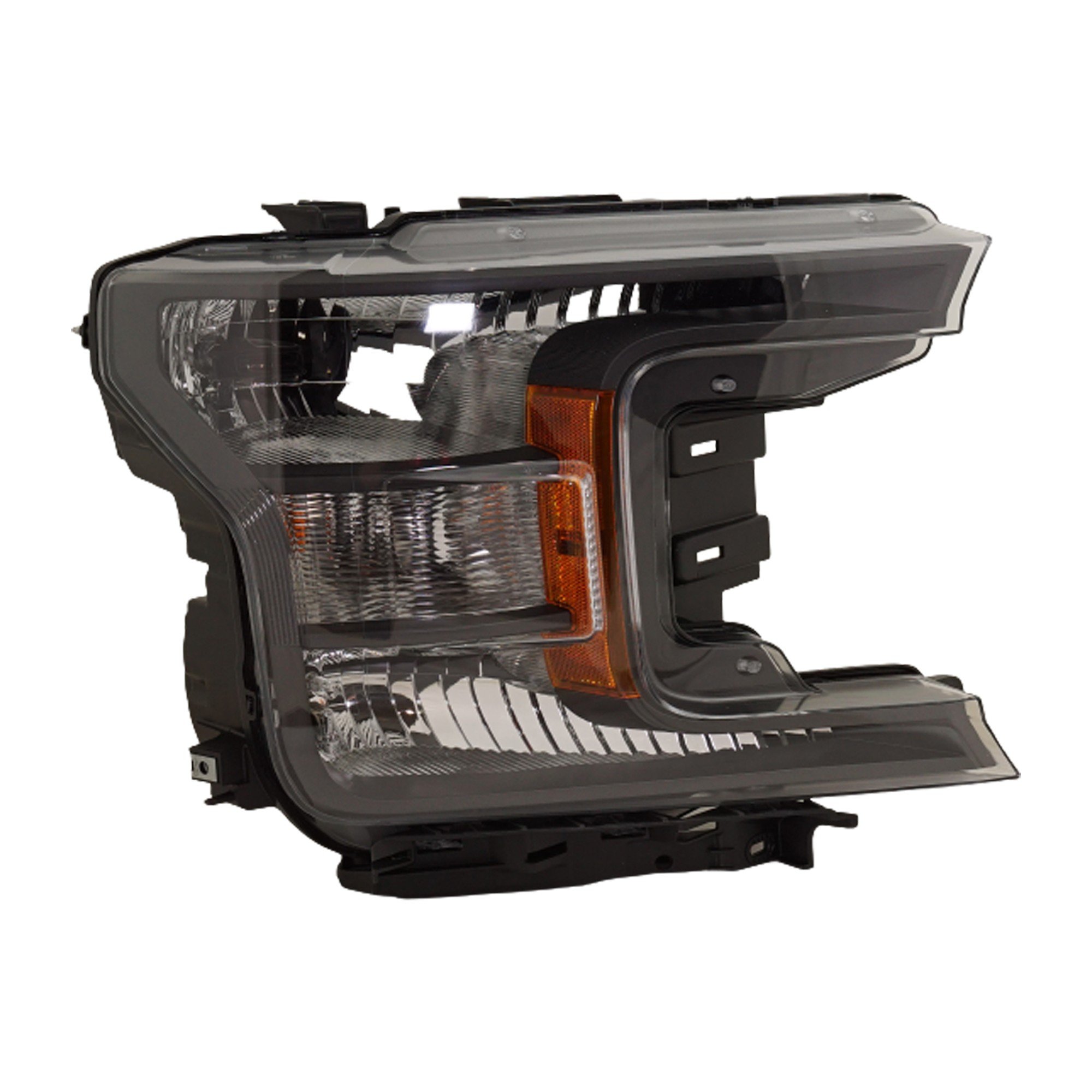 Right (Passenger) Halogen Headlight Assembly for Ford F-150 Pickup 2018-2020, Crew Cab/Extended Cab, Lariat/XLT Models with Black Appearance Package/Standard Cab, XL Model, Replacement