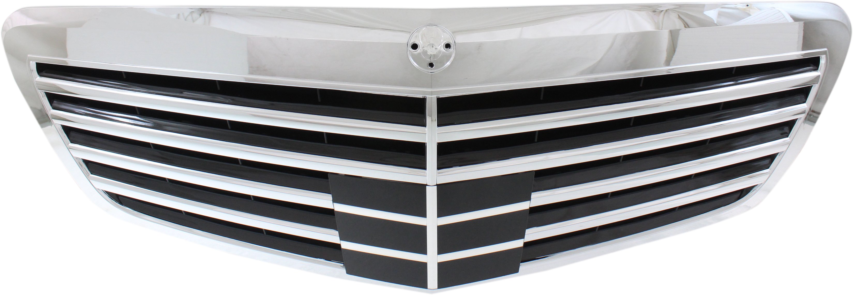 Grille for Mercedes Benz S-Class 2010-2013, Chrome Shell with Painted Black Insert, featuring Distronic Cruise Control, Replacement