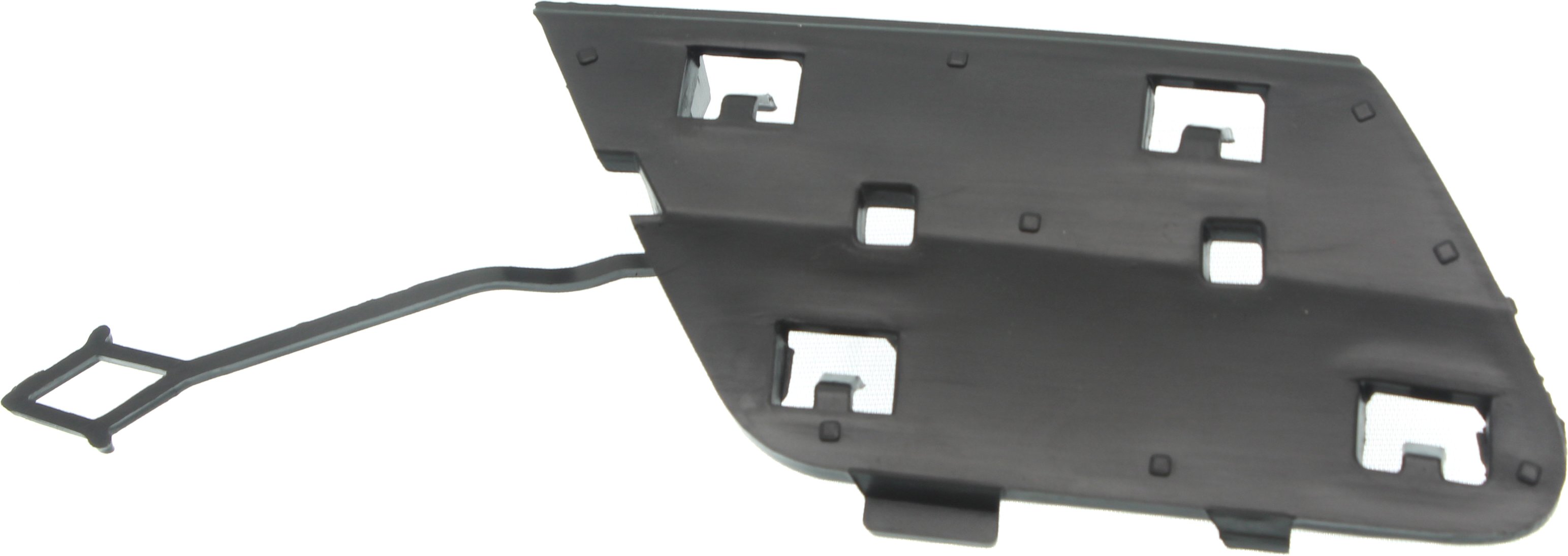 Rear Bumper Tow Hook Cover for Mercedes-Benz E-Class 2014-2016, Right (Passenger), Lower Position, Textured Black, with AMG Styling Package, Sedan, Replacement