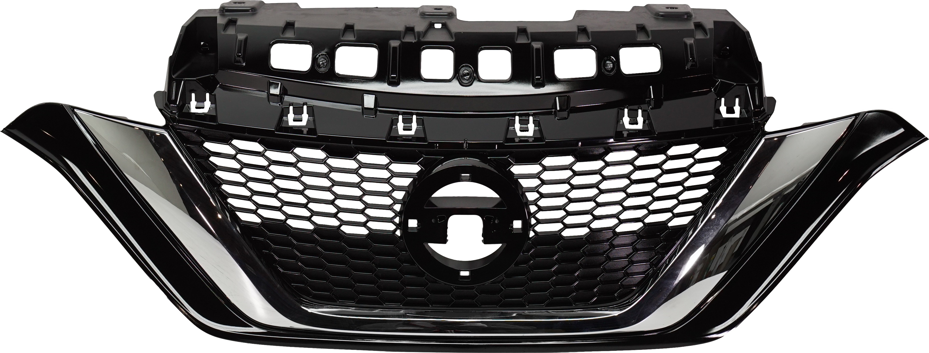 Grille for Nissan Versa Note 2017-2019, Painted Black Insert with Chrome Molding, Replacement