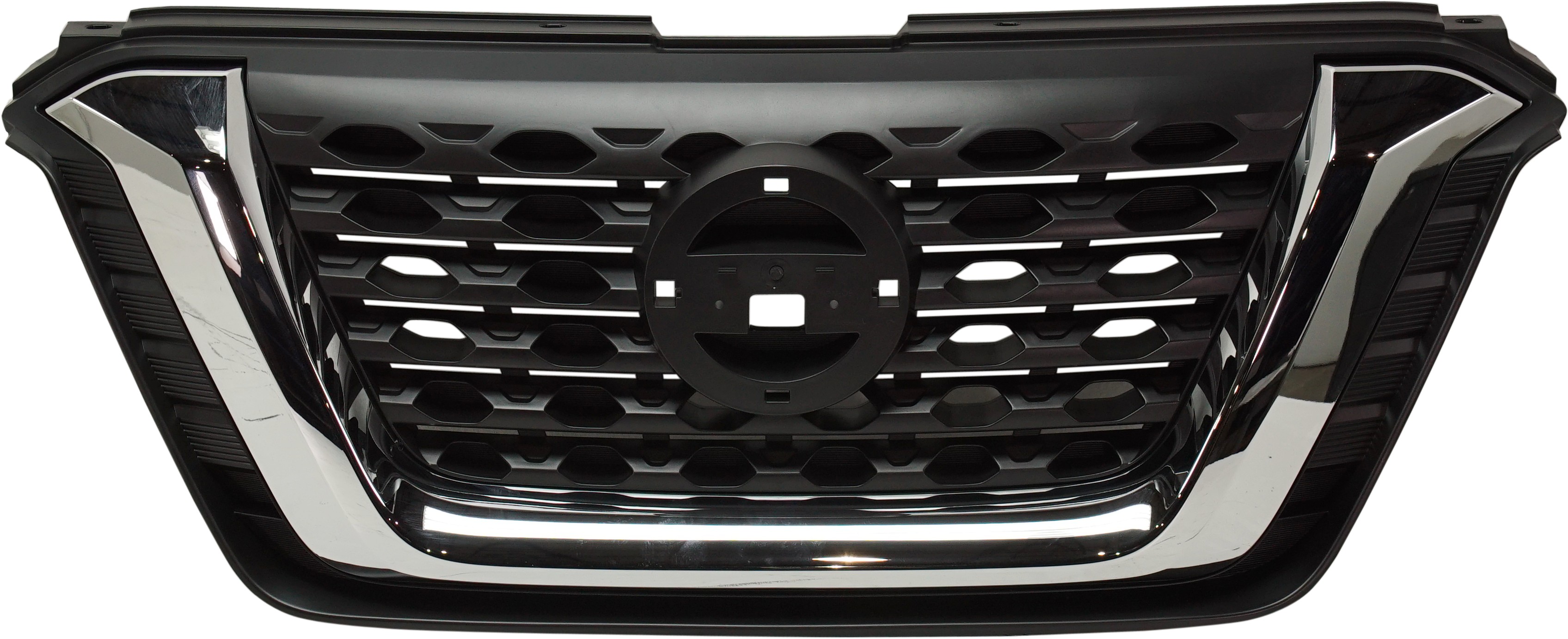 Textured Black Grille with Chrome Molding for Nissan KICKS S/SV Models, 2019-2020, Replacement