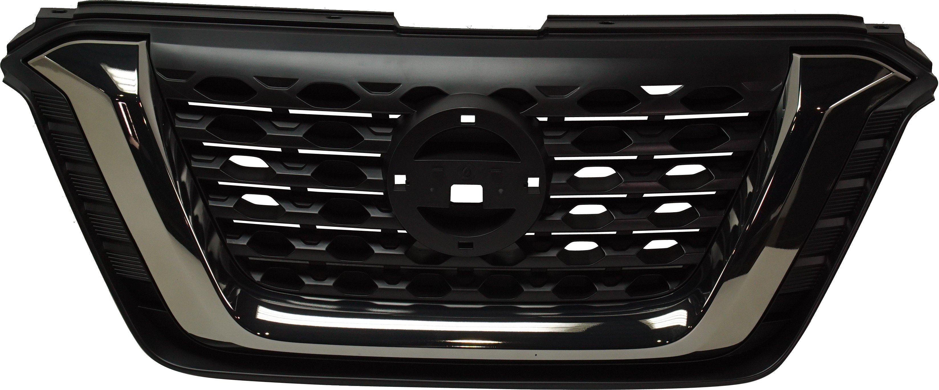 Textured Black Grille for Nissan Kicks SR Model, 2018-2020, with Smoked Black Molding, Replacement