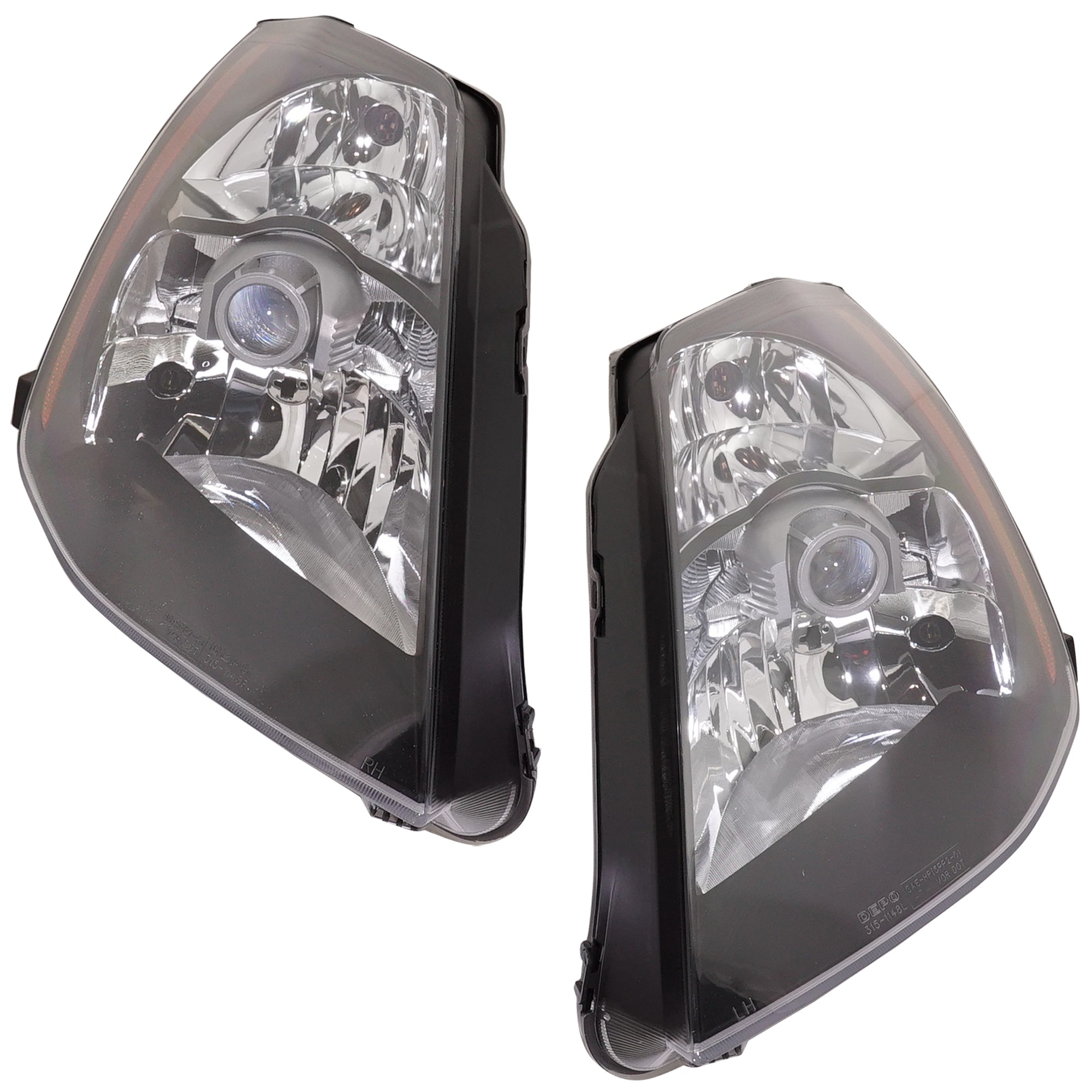 Headlight for Nissan 350Z 2003-2005, Right (Passenger) and Left (Driver) Lens and Housing, Halogen, Black Bezel, 2-Piece, Replacement