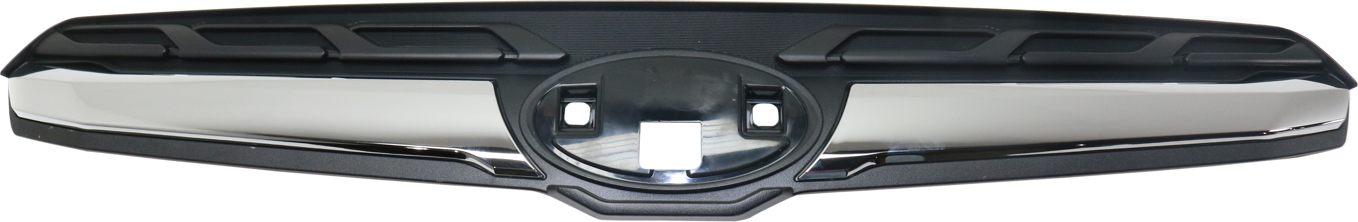 Hood Top Grille for Subaru Forester 2017-2018, Textured Black Shell and Insert with Chrome Molding, Replacement (CAPA Certified)