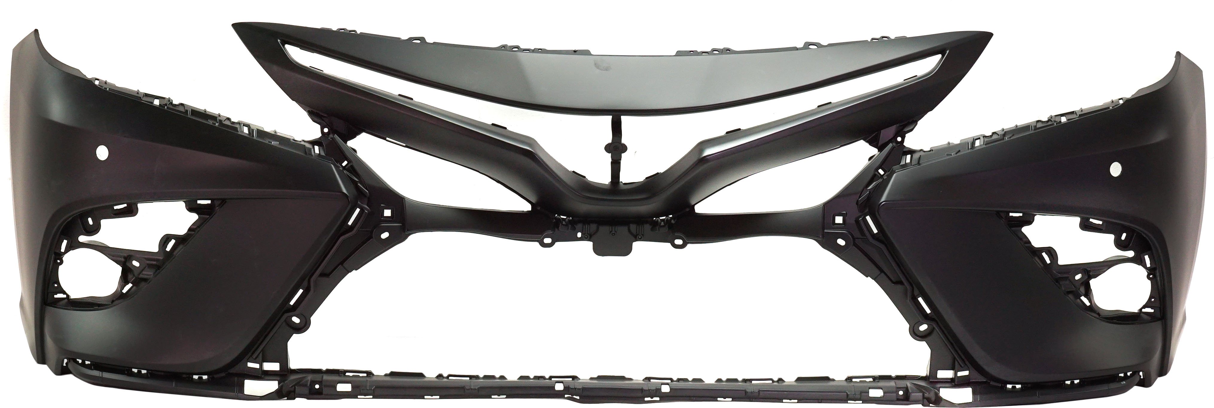 Front Bumper Cover for Toyota Camry 2018-2019, Primed (Ready to Paint), Without TRD Package, Without Camera Hole, With Parking Aid Sensor Holes, XSE Model, Replacement
