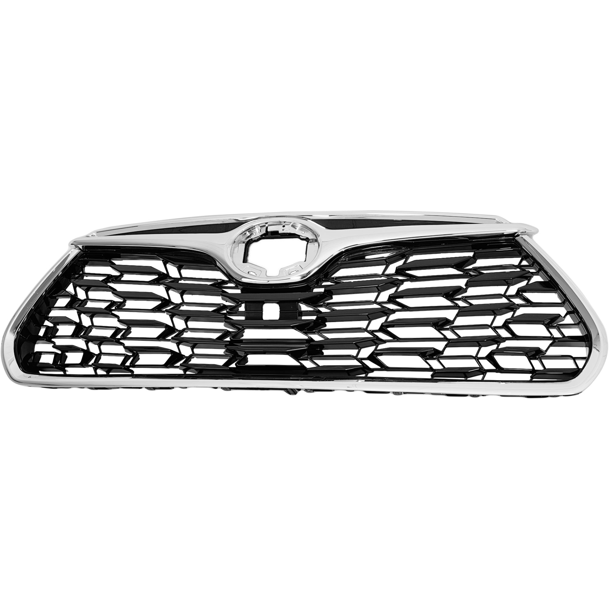 Grille for Toyota Highlander 2020-2023, Gray Shell and Insert with Chrome Molding, Includes Front View Camera, Excludes XSE Model, Replacement