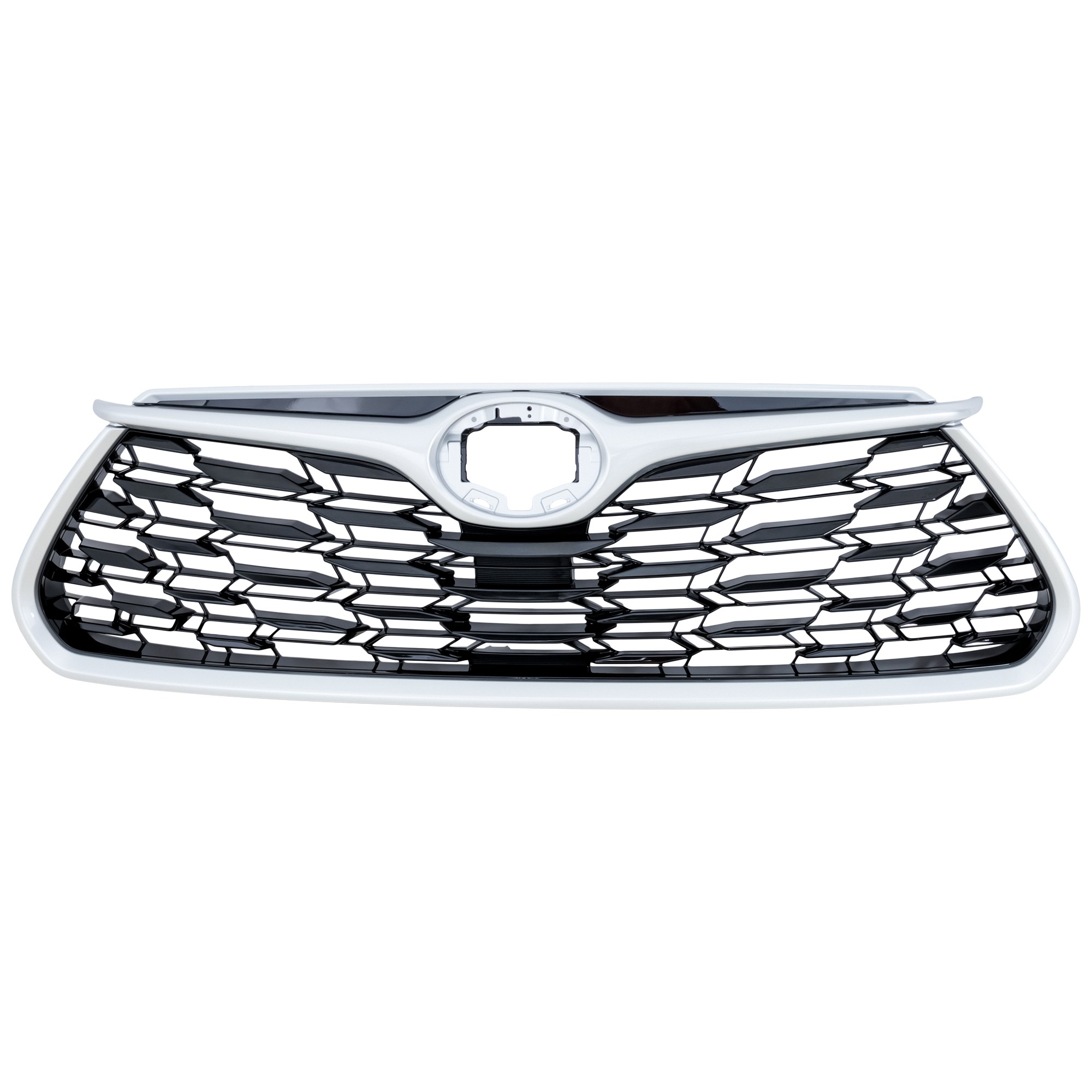 Grille for 2020-2023 Highlander, Black Shell with Silver Gray Insert, without Camera Hole, for L/LE/XLE Models, Replacement