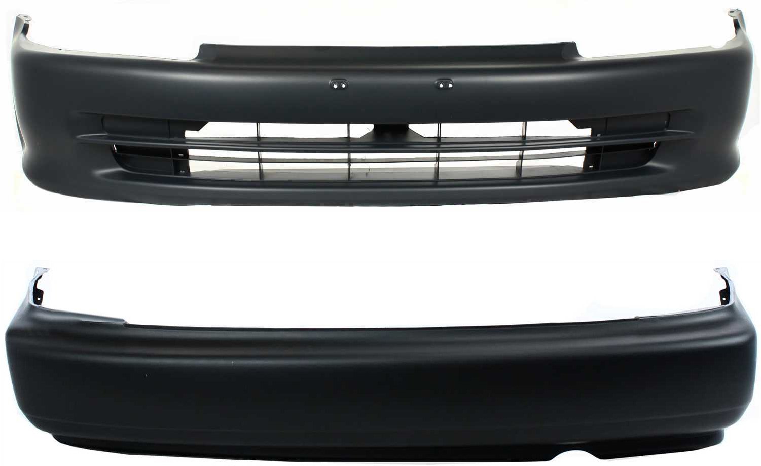 Front and Rear Bumper Cover Set for Honda Civic 1992-1995 Sedan, Primed (Ready to Paint), Replacement Set